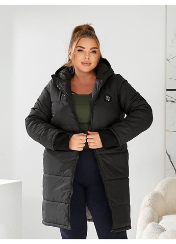 Черная зимняя куртка удлиненная зимняя теплая popluzhnaya