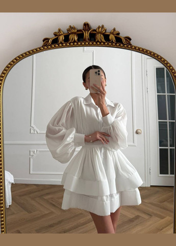 Білий вечірня вечірня міні сукня з пишною спідницею з пишною спідницею Adelante однотонна