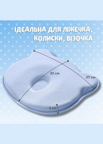 Подушка ортопедическая детская BabyComfort 27×22×3 см с эффектом памяти, в форме мишки голубая PAPAELLA (342116193)