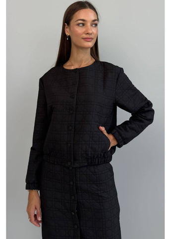 Стьобаний костюм (бомбер, спідниця), колір Чорний Nenka (367832020)