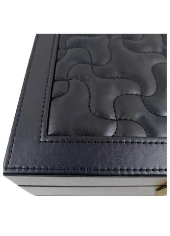 Скринька бокс кейс з рельєфним візерунком на кришці ключем для зберігання прикрас з екошкіри 23х13.5х17 см (481007-Prob) Чорна Unbranded (350752236)