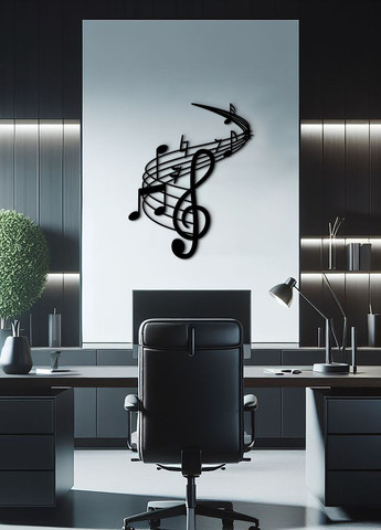 Декоративное панно на стену, Деревянный декор для комнаты "Музыка", минималистичный стиль 40х50 см Woodyard (292112168)