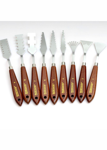 Набір професійних художніх мастихінів зі сталі 9 штук Worison (322635095)