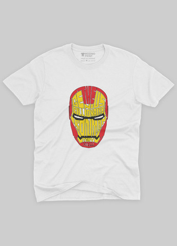 Белая мужская футболка с принтом супергероя - железный человек (ts001-1-whi-006-016-003) Modno