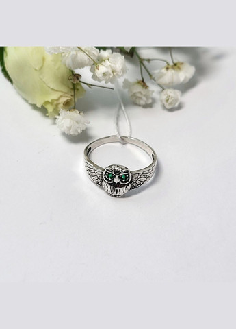 Серебряное кольцо колечко Сова с Зелеными глазками.0 размер серебро 925 пробы черненое 81756з 1.75г No Brand (306743308)