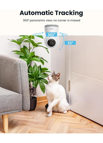 Внутрішні домашні камери безпеки ieGeek 2K, камера для домашніх тварин на 360° з автоматичним відстеженням, нічне бачення 3 МП A. Sept (363044348)