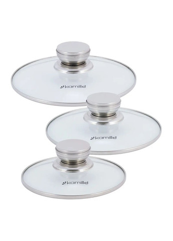 Набор кастрюль из нержавеющей стали 6 предмета для индукции и газа (1.5л, 2.0л, 3.0л) KM- hjk Kamille 4915 (360880079)