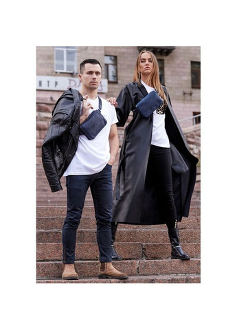 Сумка чоловіча шкіряна через плече бананка на пояс Dropbag Mini синій BlankNote (302009115)