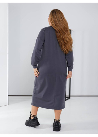Графітова сукня у спортивному стилі з затяжками на грудях,двонитка,довга Україна
