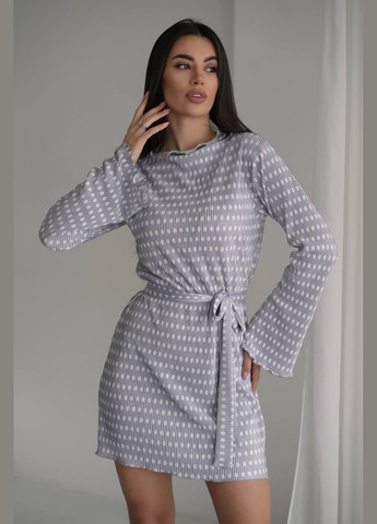 Серое серый платье из фактурного высококачественного турецкого материала комплектуется поясом, летнее платье в горошек No Brand