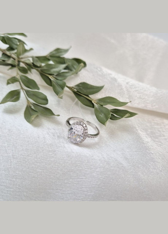 Срібна каблучка з Великим Білим Каменем розмір срібло 925 проби Родоване 81044б 2.86г No Brand (334012725)