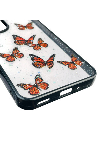 Чехол для Galaxy A16 5G (SM-A166) с блёстками с бабочками на самсунг а16 5г черный Samsung (366390117)