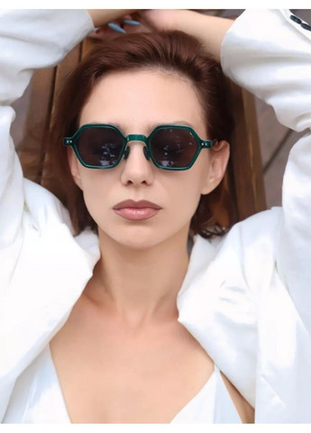 Окуляри сонцезахисні унісекс Geometry леопардові зелені з чорними лінзами No Brand (317046254)