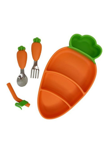 Дитяча силіконова тарілка з приладами "Морква" MGZ-0121 Megazayka (301648629)