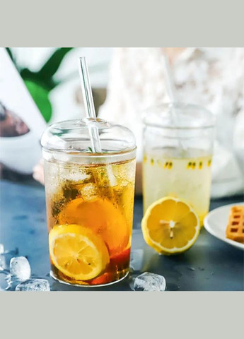 Стеклянный стакан с крышкой и трубочкой для смузи, коктейлей, айс кофе - Juice 450 мл More (300078523)