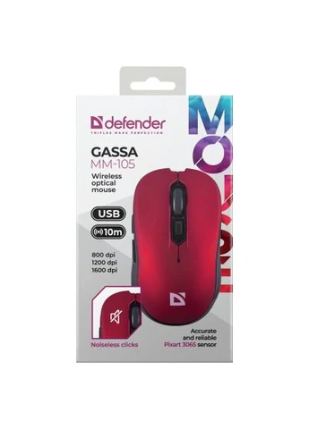 Мышь (52103) Defender Gassa MM-105 Wireless Red (399995357)