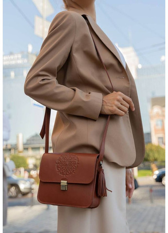 Кожаная женская бохо-сумка Лила светло-коричневая BlankNote (348359275)