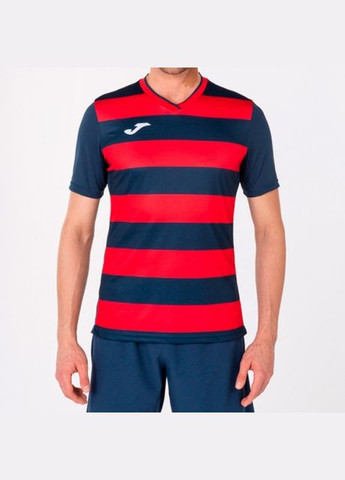 Темно-синяя демисезонная футболка футбольная europa iv темно-синяя с красными полосками 101466.336 Joma
