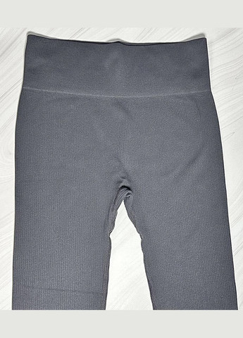 Серые леггинсы (лосины) в рубчик без пуш-ап эффекта No Brand