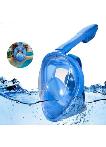 Детская маска для плавания + ласты (комплект от 3 до 10 лет) Полнолицевая панорамная (X/S) Синяя Ласты VelaSport Sq Free Breath (272798755)