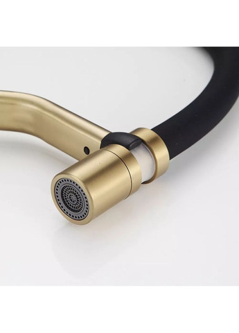 F4497-3 кухня одновес. силикон. излил лат. корп. гайка карт.90° Ø35 (сатин золотой) {10/1} Frap (371644808)