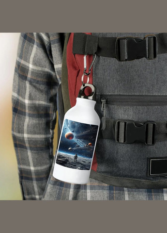 Фляга (пляшка) для води з карабіном Космос Металева #04 500 мл Білий No Brand (323640025)