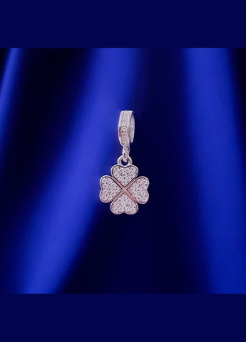 Серебряный шарм подвеска Клевер с Белыми Камнями серебро 925 пробы Родированное 1246 0.85г No Brand (306743421)