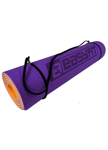 Коврик для йоги и фитнеса TPE+TC 6мм EF-1924-VO Purple-orange EasyFit (295547883)