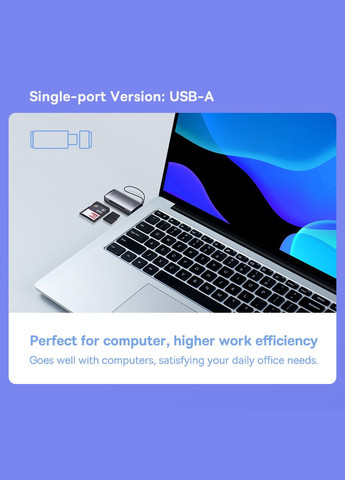 Картридер Lite Series USB-A 3.0 to SD/microSD Gray Baseus (300523983)
