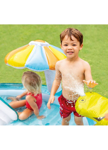 Надувний ігровий центр басейн дитячий від 2 років 57165 Алігатор 201х170х84см 160л з гіркою та фонтаном Блакитний Intex (368831760)