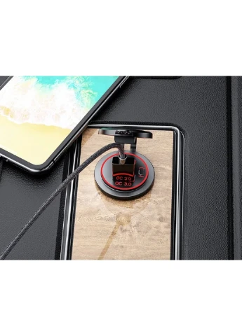 Автомобільний адаптер 2 USB з Quick Charge 3.0 – Врізний модуль з кнопкою та червоним підсвічуванням для швидкої зарядки Без бренду (381157864)