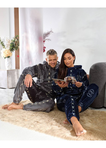 Темно-синя жіноча плюшева піжама Osoblyva