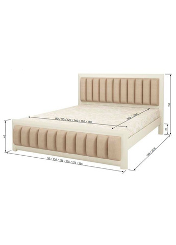 Односпальне дерев'яне ліжко Барселона Б4 /Аляска 23 (Бежевий) 80х190 см (MBG-12816) Mebigrand (366085748)