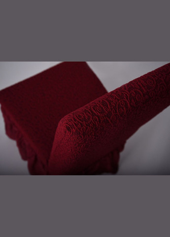 Жакардові чохли на стільці з оборкою (натяжні) набір 6-шт 421 Бордовий Venera (268547656)