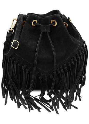 Сумка кроссбоди через плечо женская замшевая с бахромой Черный 35683 Firenze (334285421)