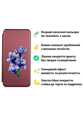 Чехол-книжка с 3D принтом крокусов для телефона Galaxy S10E (SM-G970F) из екокожи с подставкой и магнитом бордовая gd2 Samsung (366232851)