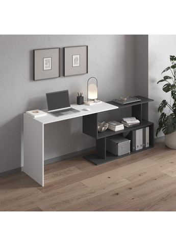 Письмовий стіл-трансформер, комп'ютерний поворотний стіл 1200x766x500 білий/антрацит (hm-41-wh-an) VAYS (363134827)