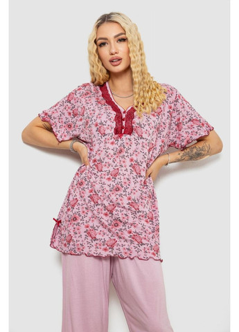 Пудровая пижама женская с принтом, 243r6923 Stil Moda