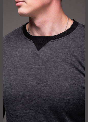 Сірий легкий трикотажний світшот Vakko однотонний без декору (302820647)