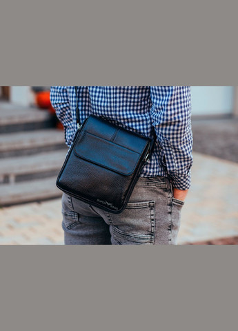 Мужская кожаная черная сумка через плечо Tiding Bag (302390982)