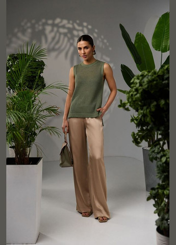 Вязаный женский топ-сетка без рукавов из натуральной пряжи (2467) Triko Bakh (334710373)