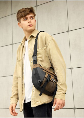 Спортивна сумка чоловіча на пояс через плече з текстилю велика Чорний 35341 Sambag (352165874)