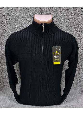 Светр чоловічий теплий на блискавці комір-стійка чорний Triko (366978558)