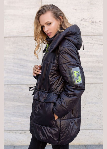 Чорна демісезонна куртка подовжена жіноча "тіна" оверсайз MioRichi