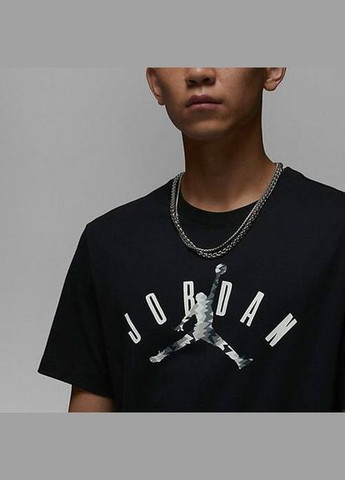 Чорна чоловіча футболка чорна стильна з переднім принтом в стилі jordan No Brand