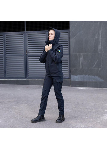 Тактическая женская демисезонная куртка SoftShell синяя с шевроном Freedom (360953467)