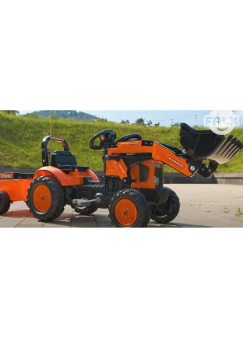 Дитячий трактор на педалях Kubota з причепом і переднім ковшем, 2065AM Falk (363257506)