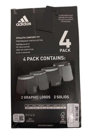 Комплект чоловічих бавовняних трусів-боксерів Athletic comfort, 4 шт. розмір XXL adidas slim fit (370442717)