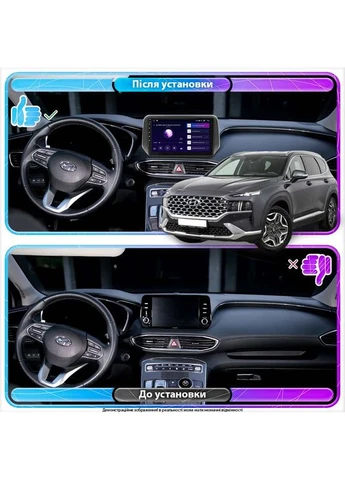Штатная магнитола для Hyundai Santa Fe IV Рестайлинг 2020-н.в. экран 10" 2/32Gb Wi-Fi GPS Base 8шт Lesko (363023645)