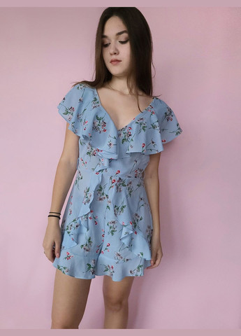 Комбинезон женский в мелкие цветочки с рюшками No Brand цветочный голубой